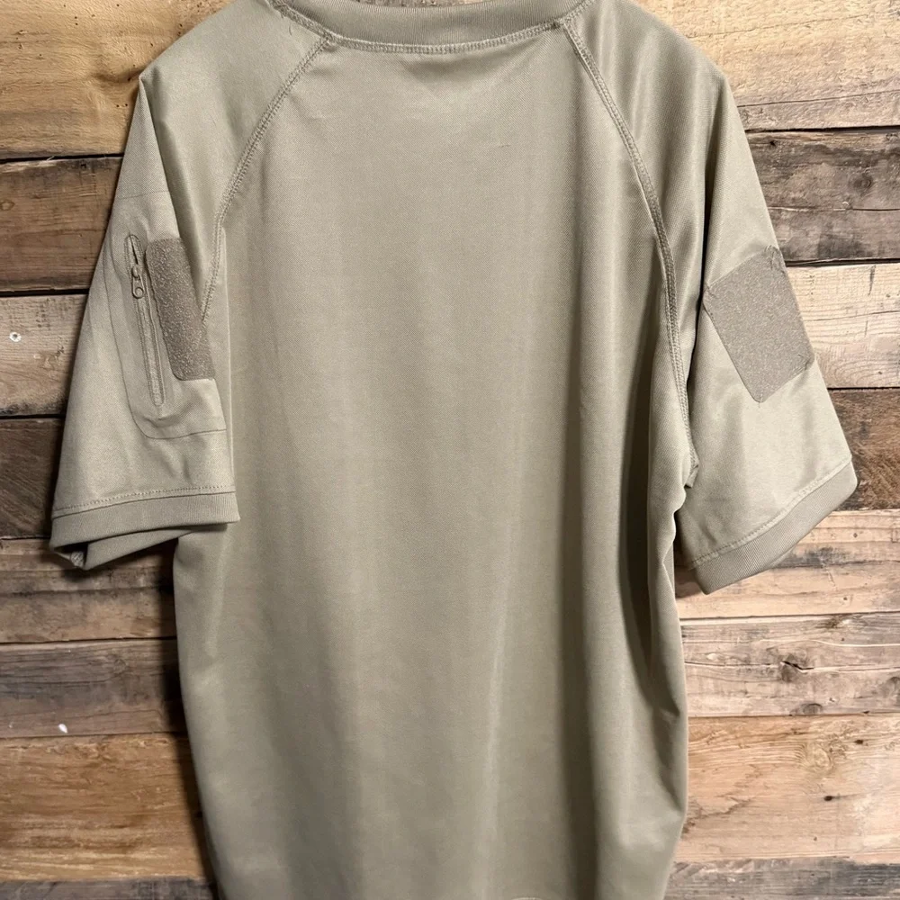 Men's Tan Short Sleeve Work Tee - Picture 2 of 4